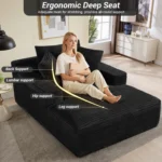Goldoma corduroy recliner sofa in modern design with square arms and tight back, perfect for living rooms