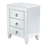 Modern silver console table with 3 drawers in living room setting - Goldoma silver console table