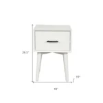 White wood end table with drawer - compact side table for living room storage