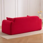 Goldoma Thalia corduroy loveseat sofa in high-saturation color with square arms and solid back