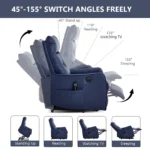 Goldoma power lift recliner in deep blue PU leather with massage and heat features