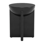 Black mango wood pedestal end table with geometric base in living room