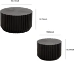 Goldoma nesting coffee table set in solid wood with fluted design, Scandinavian minimalist style for living room