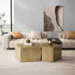 31.5'' Round Coffee Table,Modern Center Table with Storage,Vertical Stripe Design Coffee Table - Image 9