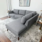 Goldoma Benson Grey Fabric Right-Facing Chaise Sectional Sofa in a modern living room