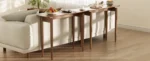 Goldoma Walnut Wood Thin Console Table – slim space-saving entryway table in walnut finish