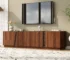 Goldoma Mid-Century Modern TV Stand with Marble Top and Adjustable Shelves, 55-59 Inch Capacity