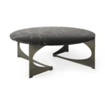 Goldoma genuine marble coffee table 48 inch round black marble top gold iron base modern living room