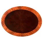 Goldoma brown wood oval coffee table with drawer and shelf in a farmhouse living room