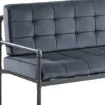 Goldoma 51 inch gray velvet loveseat with tufted Chesterfield design in a living room