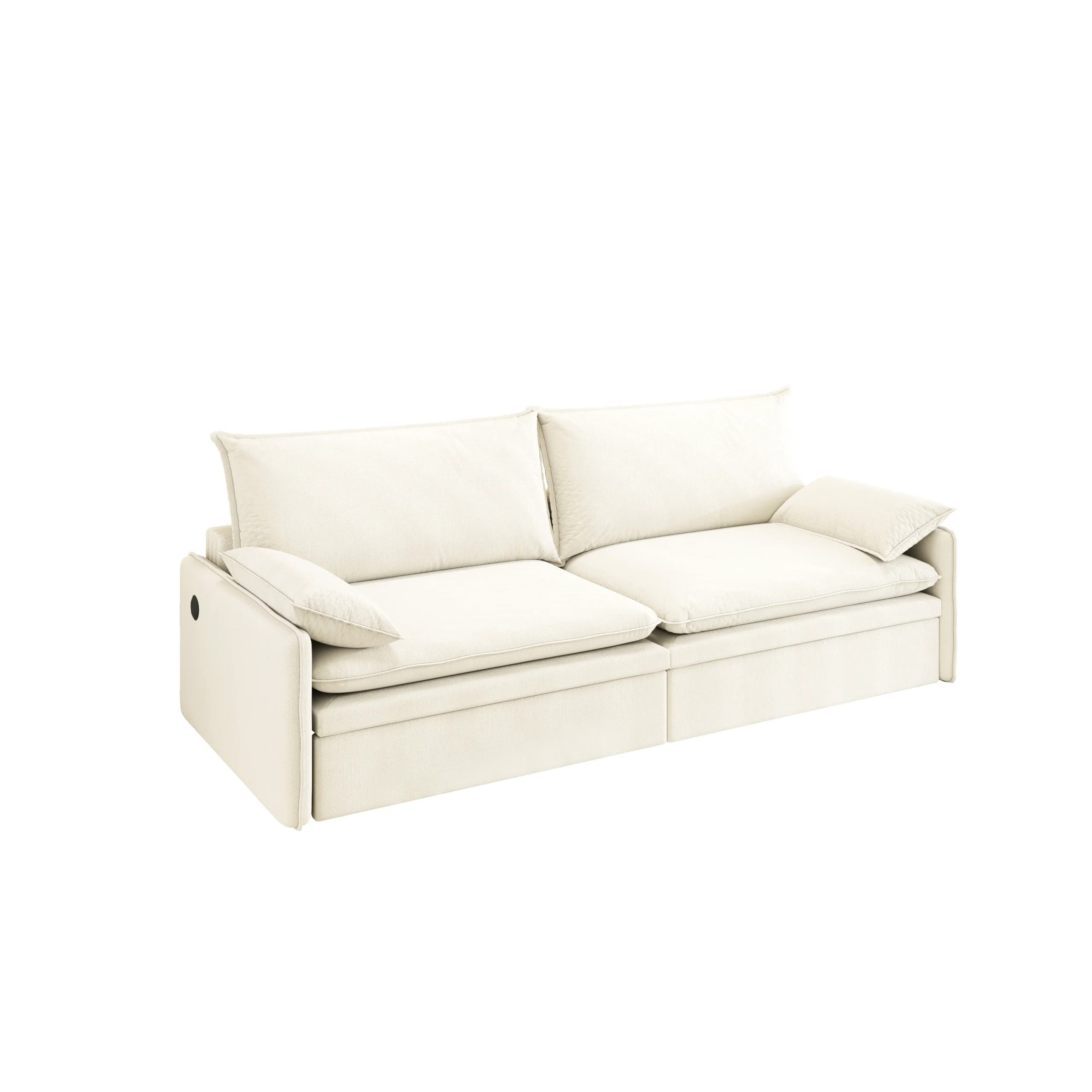 Goldoma 3-Seat Reclining Chenille Convertible Sleeper Sofa with Storage &amp; USB