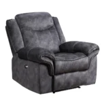 Goldoma 41" Granite Gray Power Recliner with Massage and Extendable Footrest – side view