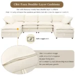Goldoma 6-Piece Modular Sofa Bed with Storage – modern living room setup with double-layer faux cushions, convertible to bed