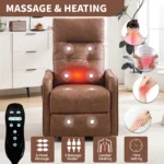 Goldoma Power Lift Recliner with massage and heat for elderly, heavy duty PU leather electric lift chair