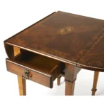 Goldoma 19-inch oval farmhouse coffee table with drawer and brown wood finish in a living room