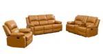 Goldoma beige corduroy 3-piece recliner sofa set in modern living room