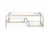 Goldoma 52" Coffee Table with Clear and Gold Mirrored Glass Top and Iron Frame with Shelf