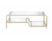 Goldoma 52" Coffee Table with Clear and Gold Mirrored Glass Top and Iron Frame with Shelf