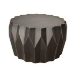 Goldoma solid wood coffee table in black with distressed drum shape and 29-inch round top