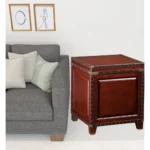 Goldoma 24 inch solid wood end table in rustic brown finish square accent table for living room