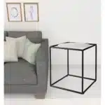 Goldoma 22" Black Marble Round End Table – top view