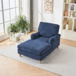 Modern Mid-Century Indoor Oversized Chaise Lounger Comfort Sleeper Sofa with Soild Wood Legs - Image 4
