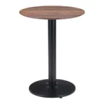 Goldoma 24 inch round end table with white veneer top and black pedestal base in a living room setting
