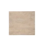 Goldoma 24 inch solid wood end table with natural distressed finish, square top, placed next to a sofa in a living room