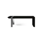 Goldoma 48-inch distressed sled coffee table in black and silver with open shelf