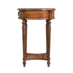 Goldoma rustic end table with drawer and shelf in distressed brown wood