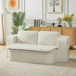 Goldoma modular compressed sofa in cream fabric, 74.8 inch living room couch