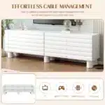 Goldoma 75" Mid-Century Modern TV Stand with Adjustable Shelves, Cream Finish – top view