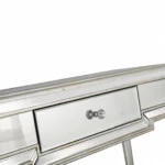 Goldoma Silver Leaf Antiqued Mirrored Console Table with leafy metalwork design - perfect entryway table