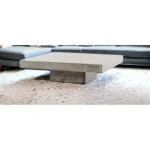 Goldoma 43-inch concrete square coffee table with gray top and dark gray base in a modern living room setting