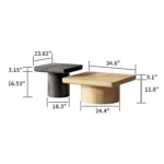 Goldoma nesting coffee table set with natural wood top and black base in modern living room