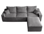 Goldoma L-shaped convertible sectional sofa in corduroy with chaise and memory foam filling