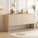 Goldoma traditional sideboard buffet cabinet 60 inch with 4 doors and adjustable shelves in apricot cream finish