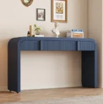 Goldoma modern rustic console table with cross-leg design in solid oak and MDF