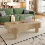 Goldoma 42 inch modern lift top coffee table with fluted panel design and hidden storage compartment in a living room