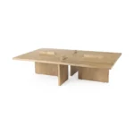 Goldoma 34" Natural Wood Coffee Table – Sturdy Rectangular Living Room Table – side view
