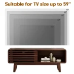 Goldoma mid-century TV stand for TVs up to 59 inches with sliding storage cabinet in walnut and black finish
