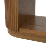Goldoma solid wood console table with open shelves in a modern entryway