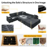 Goldoma Modern L-Shaped Sectional Sofa with Storage, USB, and Ottoman – styled in a modern Sectionals setting