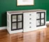 Goldoma 75'' Solid Wood Sideboard with 4 Drawers and Glass Doors