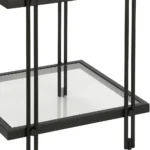 Goldoma 22-Inch Black Square End Table with Clear Glass Top and Shelf – top view