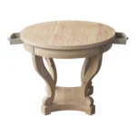 Eco-friendly modern solid wood small dining table with curved legs and natural finish