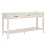 Goldoma modern solid wood console table with 3 drawers and shelves in entryway