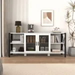 TV Stands for Living Room, Industrial TV Stand for Bedroom Furniture, Farmhouse TV Stand 80 Inch Television Stand - Image 2
