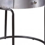 Goldoma 21 inch round end table with drawer - silver aluminum top and wood base side table