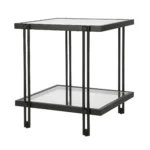 Goldoma 22-Inch Black Square End Table with Clear Glass Top and Shelf – styled in a modern Living Room Tables setting